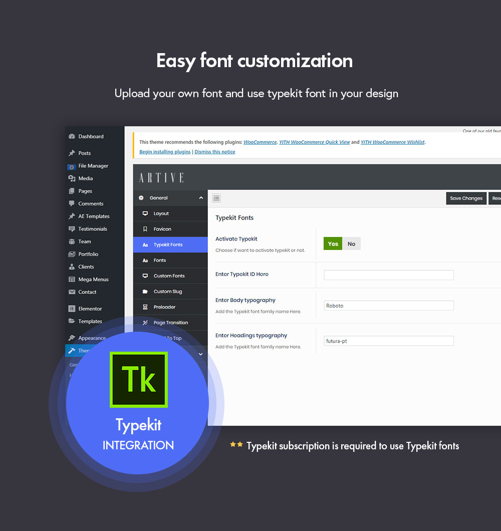 Font Customization and Typekit